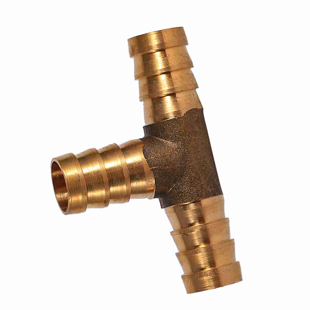 Brass T Piece 3 Way Fuel Hose Joiner Connector 12mm For Compressed Air Oil Gas Pipe
