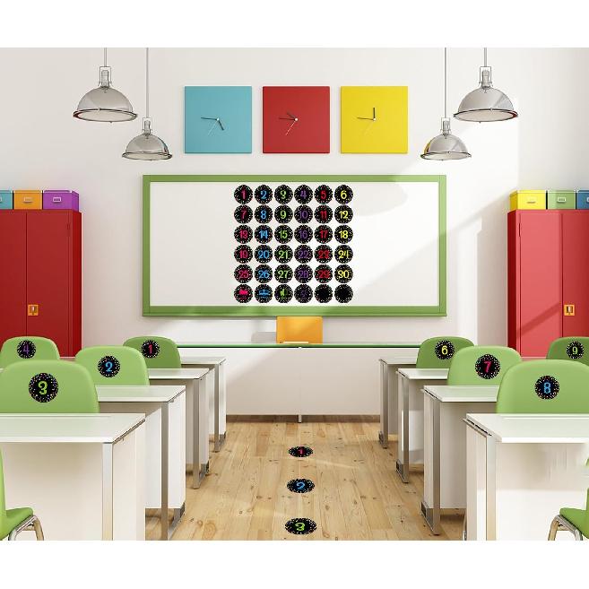 FaCraft Confetti Line Up Spots for Classroom Floor - 36Pcs Waterproof Stickers Floor Dots for Classroom Number Stickers Self Adhesive Markers for