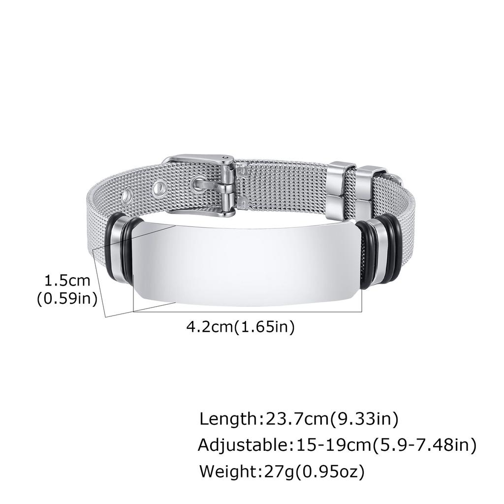 Free Custom Strap Bracelet for Teenager Boy,Back to School Season Contact Number ID Wristband,Stainless Steel Jewelry Gift