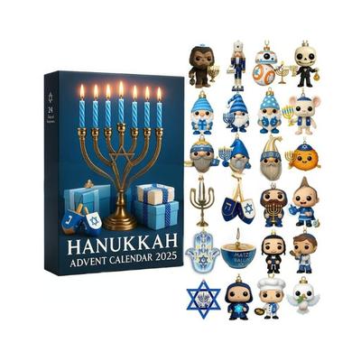24 Days Of Surprise Hanukkah Advent Calendar with Acrylic Figures Charm For Holiday Decorations Festival Gift Exchanges