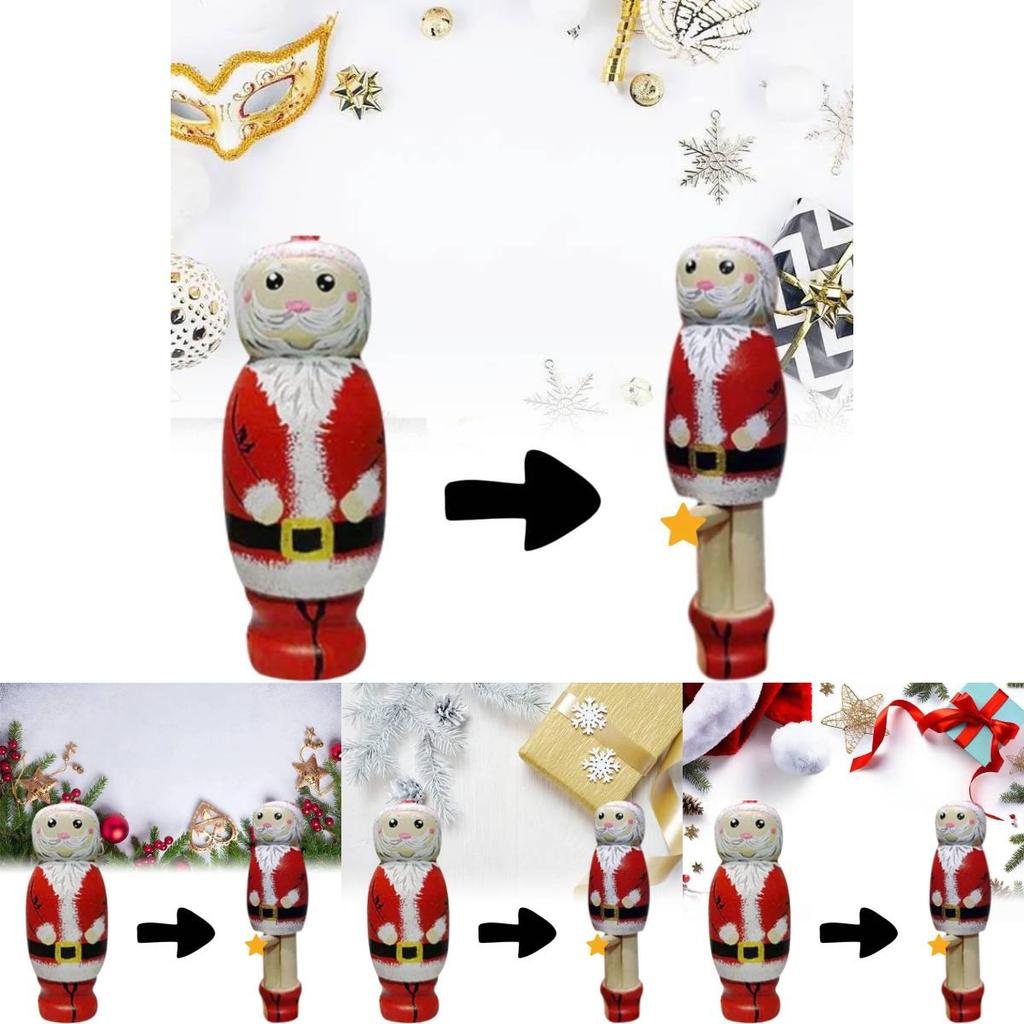 Unique Funny Santa Wooden Puppet Handcrafted Beech Wood For Christmas Decor Gifts