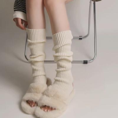 Women's Warm Long Socks Vertical Stripe Knitted Padded Knee Pads JK College Style Knitted Warm Socks Lolita Warm Leg Warmers