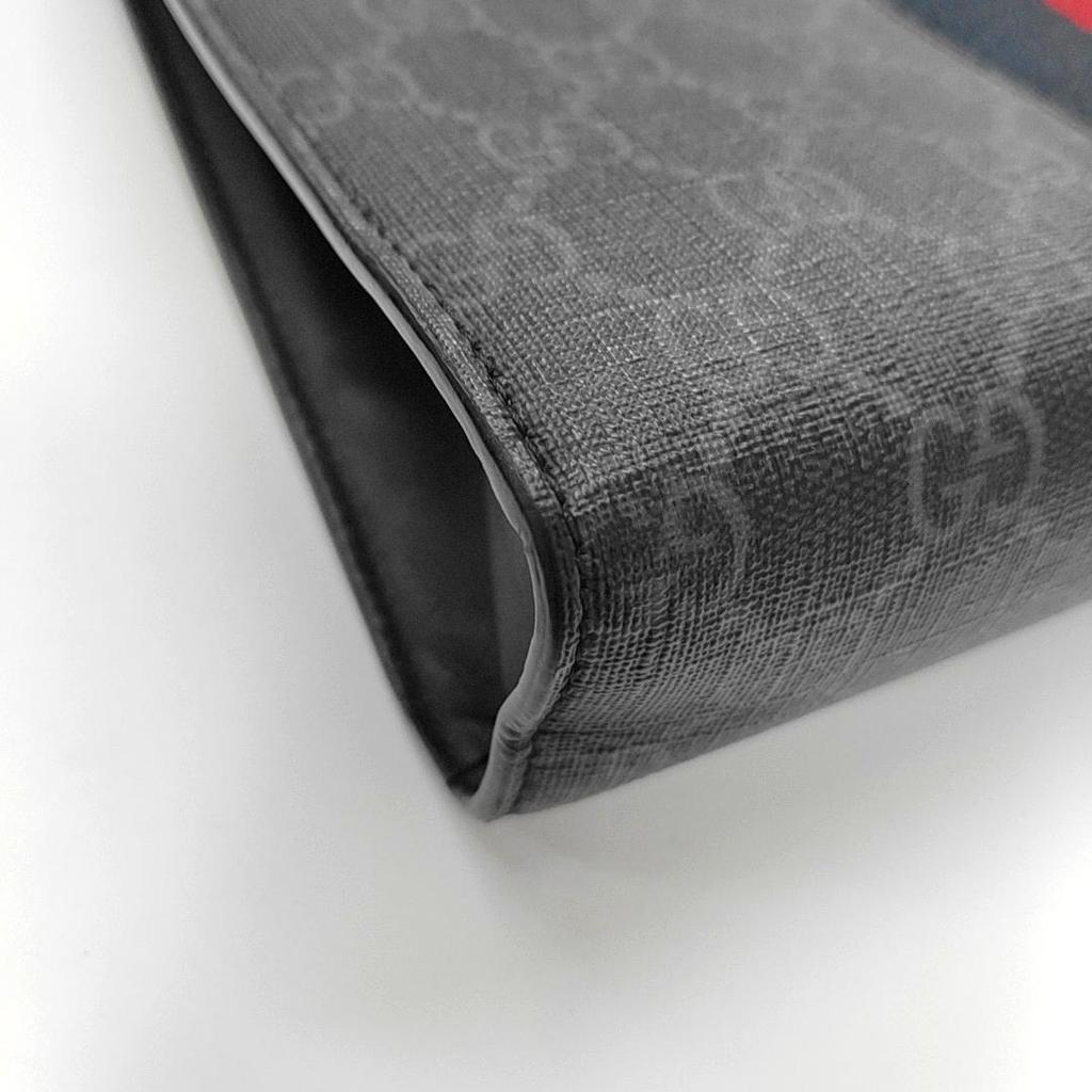 [Pre-Owned] Signature Logo Stripe Web Zipper Canvas Clutch - Very Good #KL79EU