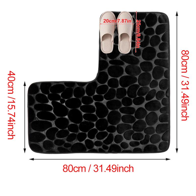 L-Shaped Bath Mat Non-Slip Flannel Memory Foam Corner Bathroom Floor Sofa Mat Absorbent Soft Rug for Shower Toilet Home Decor