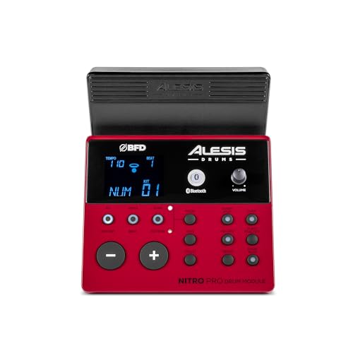Alesis Nitro Pro XL Elektroniczny Zestaw Perkusyjny z Cichymi Padami Siateczkowymi Dwu-Strefowymi, Ponad 500 Autentycznych Brzmień BFD, Bluetooth, Drumeo i USB MIDI