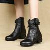 Ethnic Style Thick Heel Women's Shoes Short Boots Genuine Leather Mother Cotton Shoes Retro Flowers Middle-aged and Old Short Boots Single