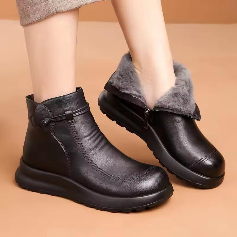 Fashion Winter Women Genuine Leather Ankle
