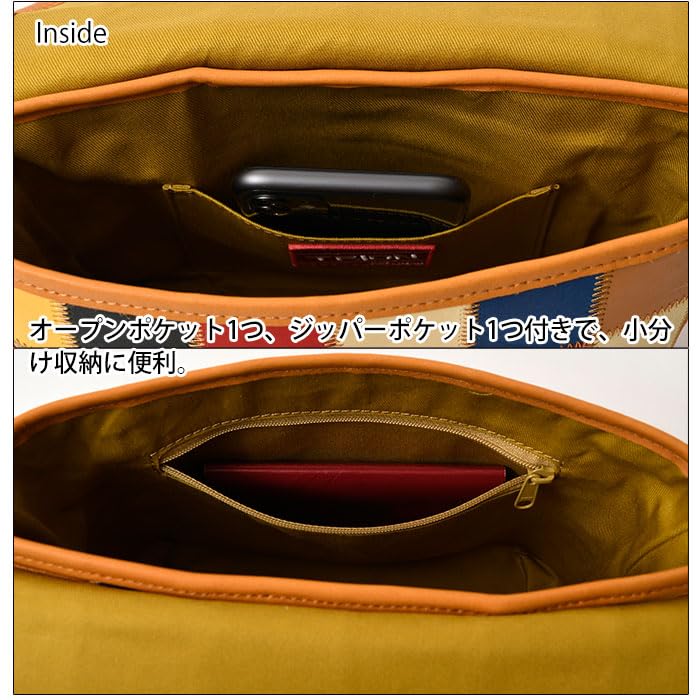 DPC272M Shoulder Bag A5 Compatible Panel Leather Patchwork Magnetic Closure Multicolor [Tryon] Men's