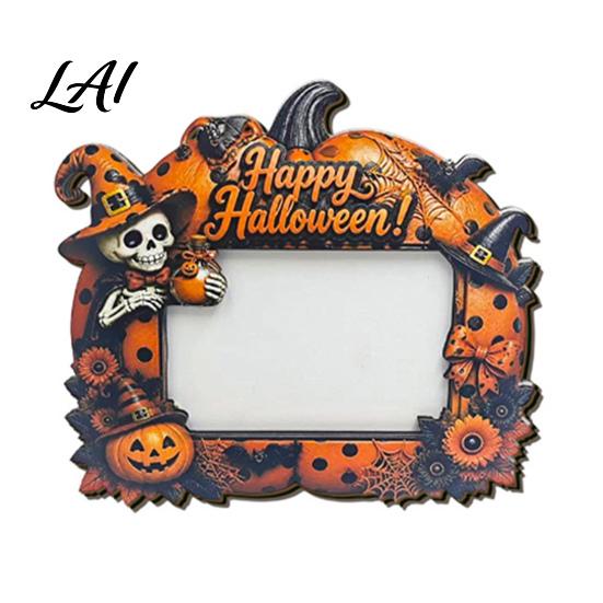 Decorative Mantle Piece Halloween Photo Frame Wooden Desktop Picture Holder for Spooky Party Decoration Cute Theme Frame And Festive Home Decor,