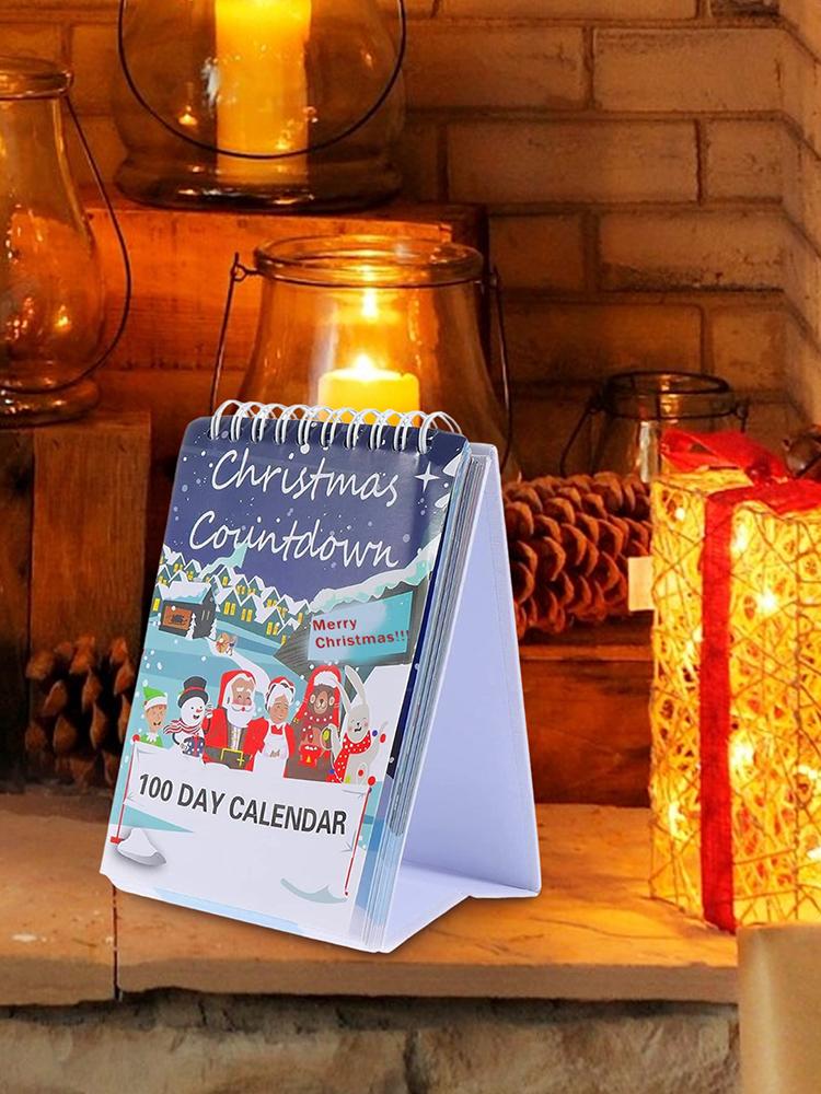 2025 100 Tage Weihnachts-Countdown-Kalender Desktop-Adventskalender für Weihnachten Zuhause Schreibtisch Abreiß-Countdown-Kalender Tischdeko