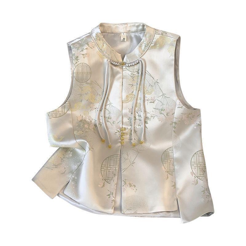 New fashion vest retro small Guochao top vest middle-aged women's vest