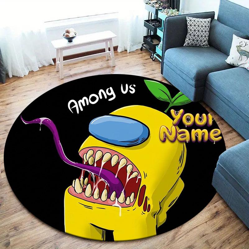 Among Us Custom Name Round Area Rug,Carpet Rug for Living Room Bedroom Sofa Playroom Decor,Non-slip Floor Mat