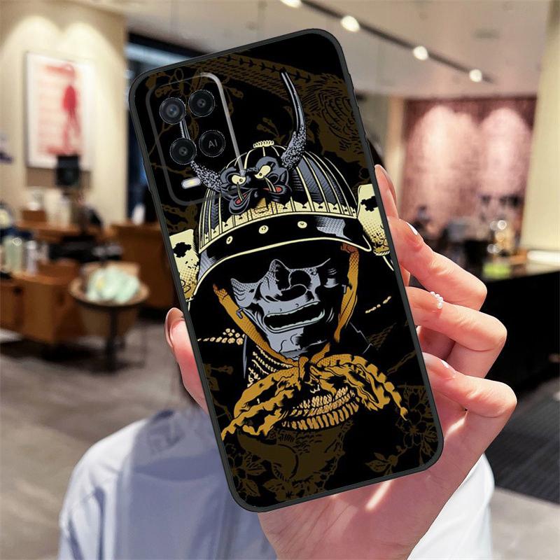 Samurai Mask Warrior Helmet Case For Oppo A17 A77 A80 A40 A60 A98 A78 A18 A38 A58 A16 A76 A96 A74 A94 A54 A57S A15 Cover