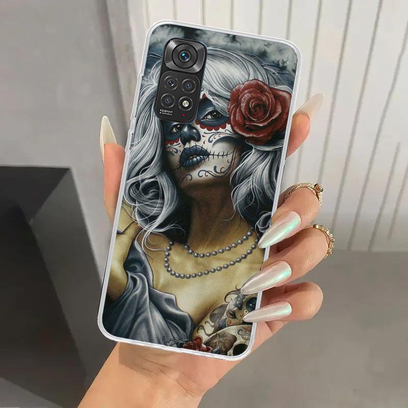 Catrina Beautiful Rose Girl Skull Phone Case for Xiaomi Redmi Note 15 14 14S 13 12S 12 Pro 11S 11 Plus 11T 11E 10S Soft Funda Pr