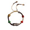 Adjustable Tibetan Handcrafted Dzi Bead Bracelet with Auspicious Hand-Rubbed Cotton Cord