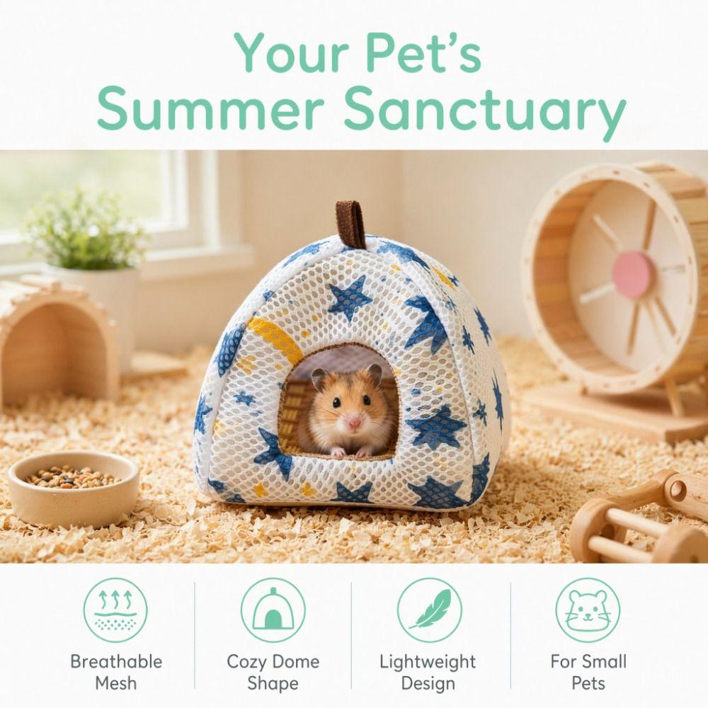 Breathable Small Pet Bed Arched Door Cooling Pet Hideout Lightweight Mesh Shelter Cage Decor