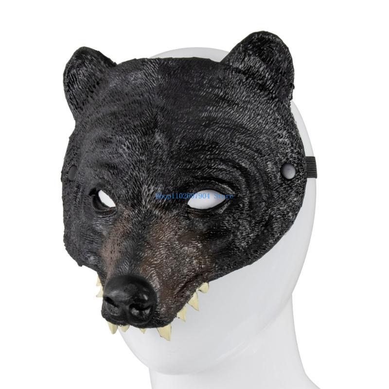 N7YF Realistic Bear Cosplay Mask Masquerades Accessory Animal Head Half Face Mask for Carnivals and Theme Parties Costume