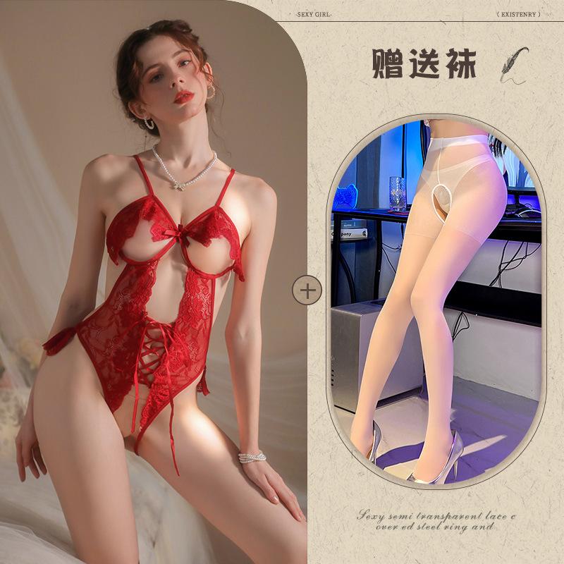 Underwear small chest onesie sexy lace open gear free uniform temptation pajamas