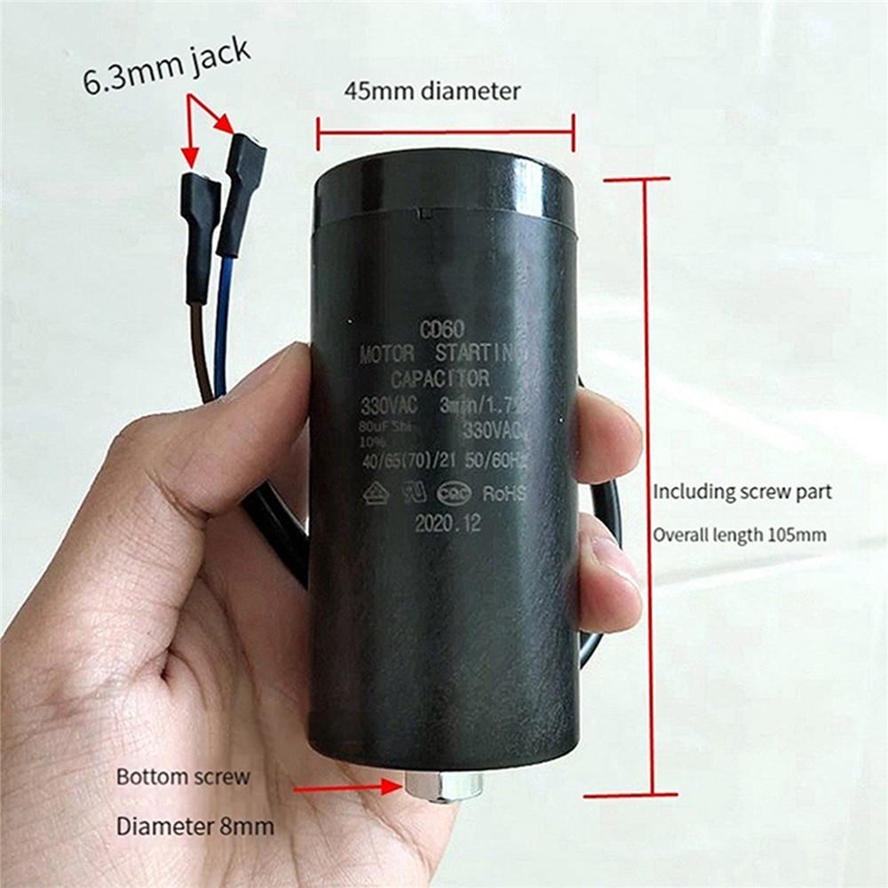 Condensateur de Démarrage de Compresseur de Remplacement 330V 80µF CD60 / Démarreur Marteau Lourd 1/2 CV / Protecteur Pour Pièces de Réfrigérateur JKD