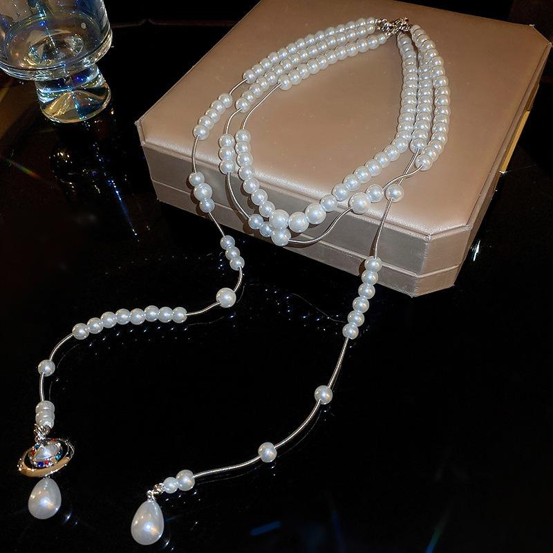 French Vintage Baroque Pearl Necklace Summer Niche Premium Sense Clavicle Chain Light Luxury Versatile Necklace Women