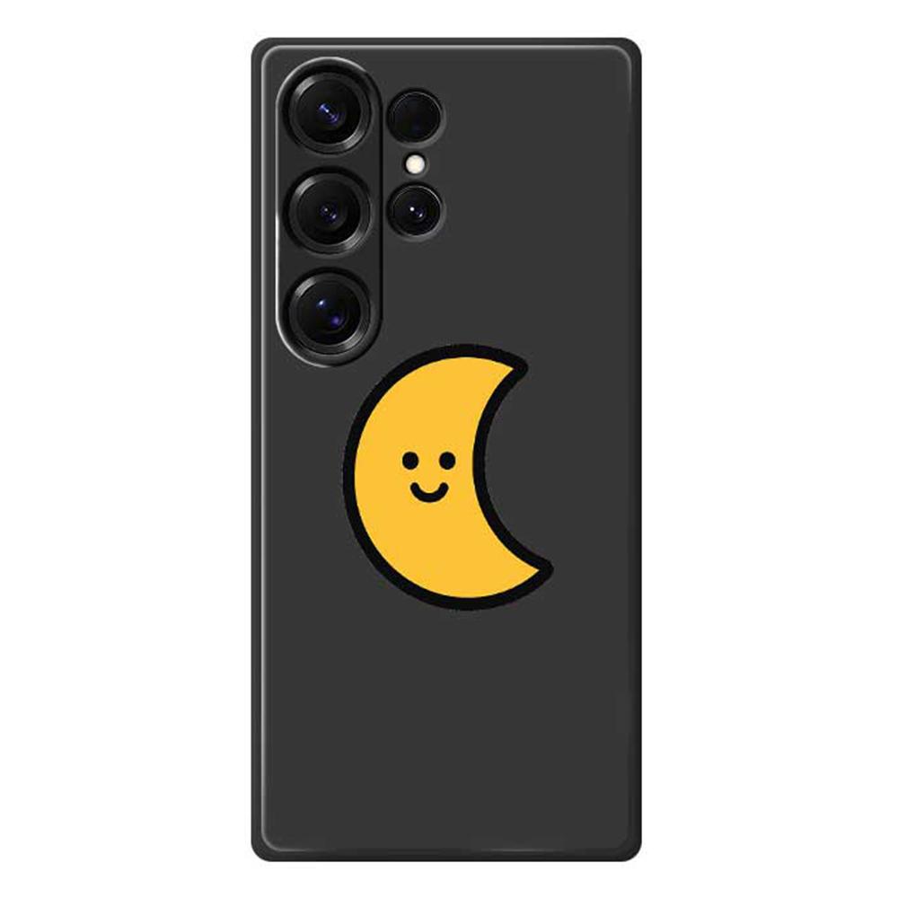 Für Samsung Galaxy S25 Ultra Hülle Gelbes Mondmuster Druck Gerader Rand TPU Handy Rückseite