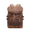 Sac à dos en toile cirée imperméable Sac à dos vintage en cuir pour homme Grand sac à dos Sac d'école Sacs à dos de randonnée Sac à dos de jour Mochila
