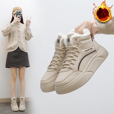 Γυναικείες μπότες χιονιού casual Παπούτσια Αντιολισθητικά με κορδόνια Μποτάκια με χοντρή πλατφόρμα με επένδυση από ψεύτικη γούνα Χειμερινά ζεστά ψηλά αθλητικά παπούτσια περπατήματος για γυναίκες