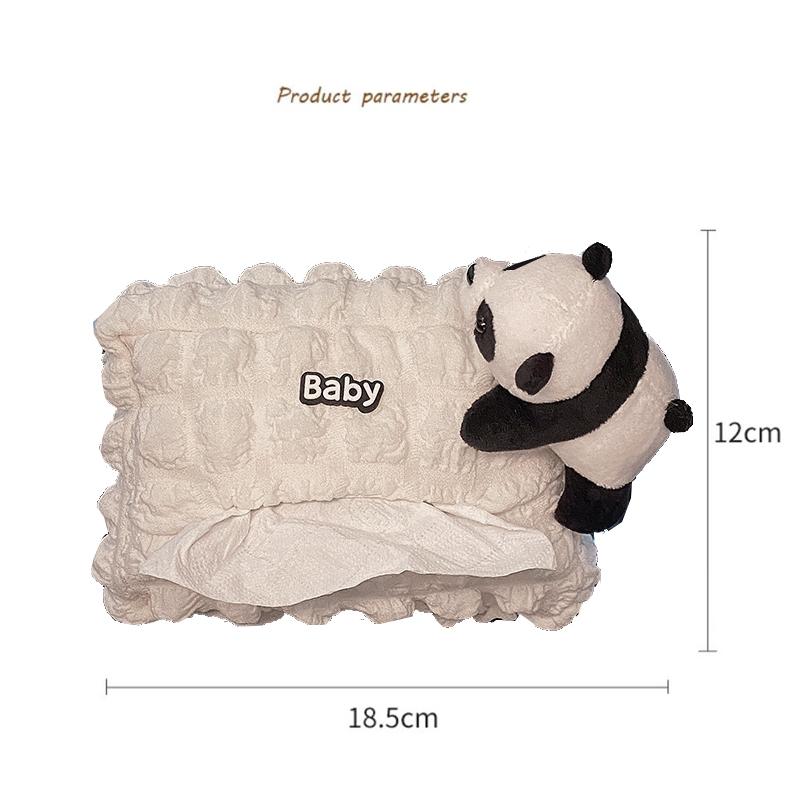 Niedliche Cartoon Panda Puppe Auto Taschentuchbox Hängender Serviettenhalter für Auto Rücksitz Kopfstütze Armlehne Papier Organizer Aufbewahrungstasche
