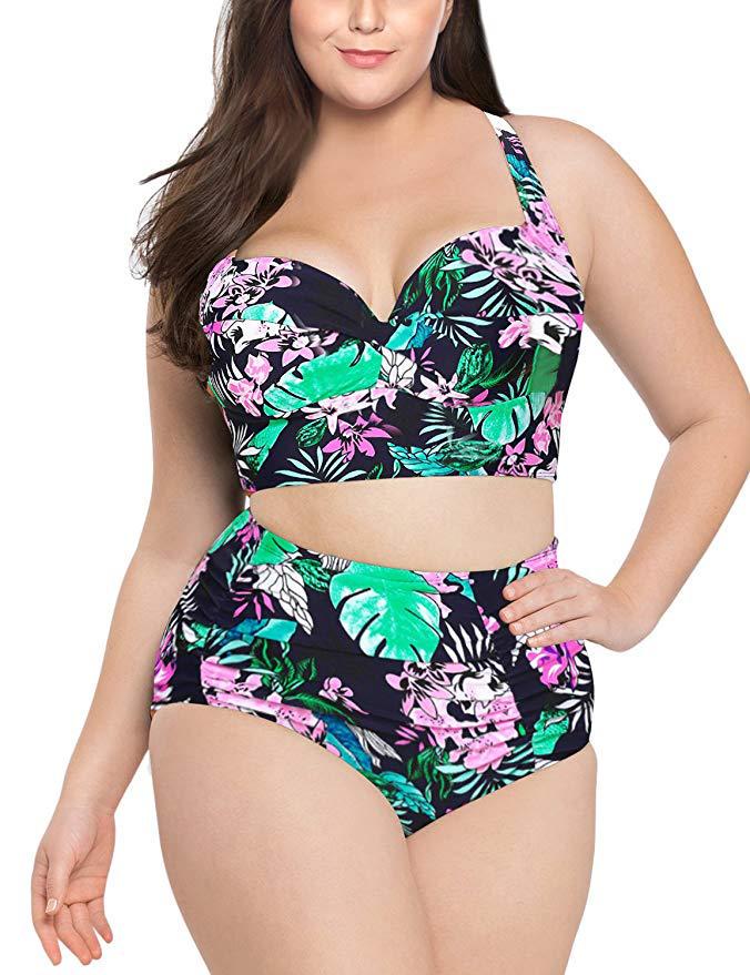 New Plus Size High Waist Bikini - Print Two-Piece Swimwear for Curvy Women