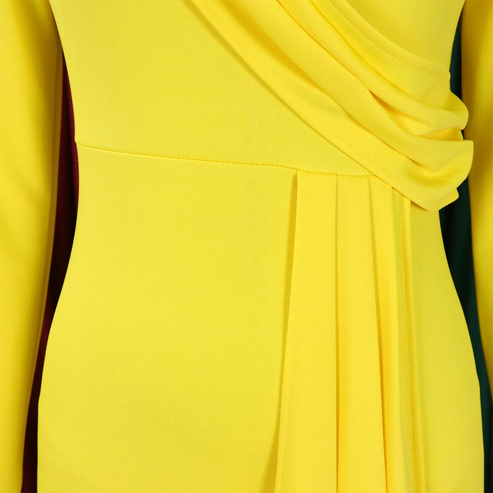 Large Size Women Spring Autumn Fashion Round Collar Long Sleeves Pencil Dress Ladies Elegant One Piece Solid Sheath Dress