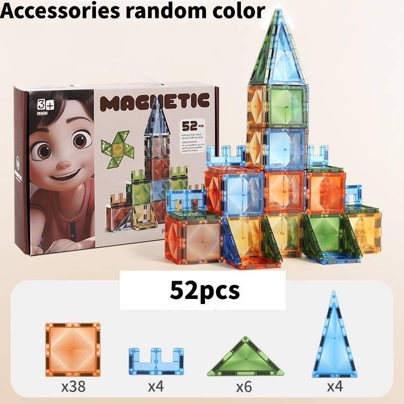 Colorful Faceted Magnetic Window Blocks Educational Kids Diy Building Toy Set