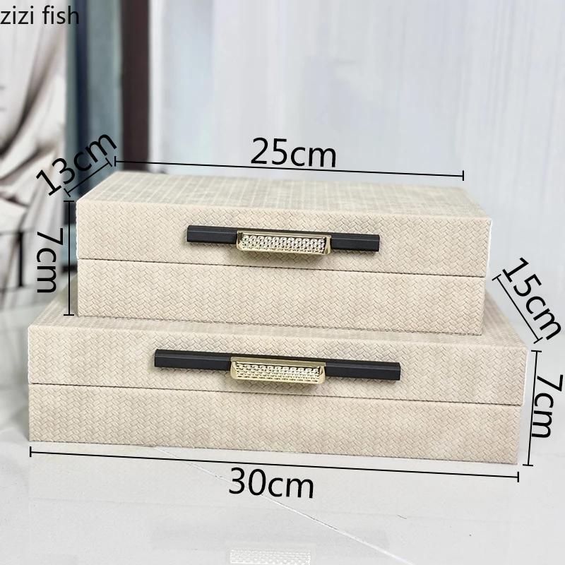 Leather Decoration Box Off White Jewelry Box Rectangle Storage Box Dressing Table Desktop Decoration Exquisite Home Decoration