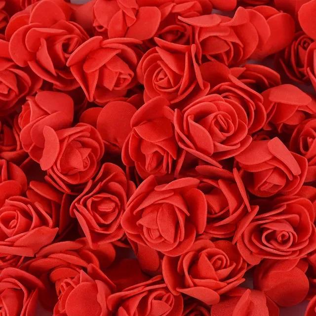 500/100PCS Artificial Rose Flowers Head DIY Red Foam Rose Heads Teddy Bear Bouquet for Valentine's Day Wedding Party Home Decor