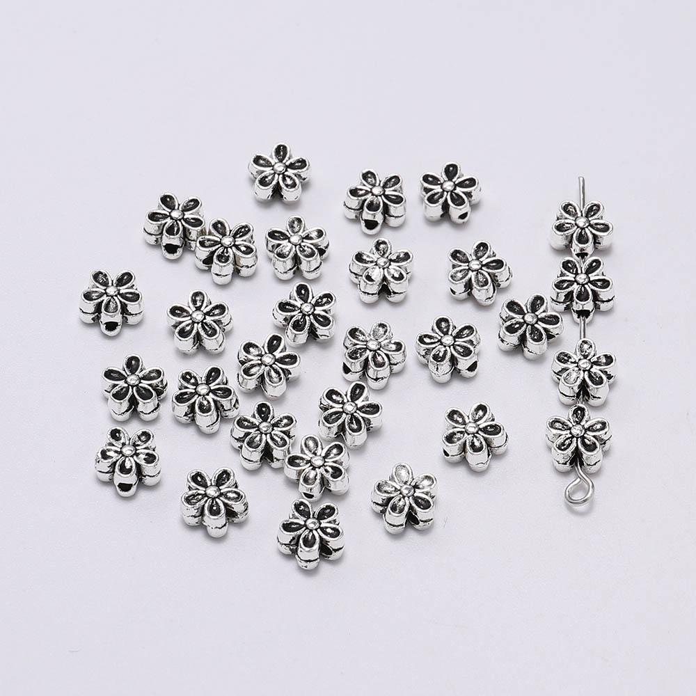 50pcs/lot 6mm Tibetan Antique Seed Spacer Flower Bead Loose Beads For DIY Jewelry Making Bracelet Necklace Earrings