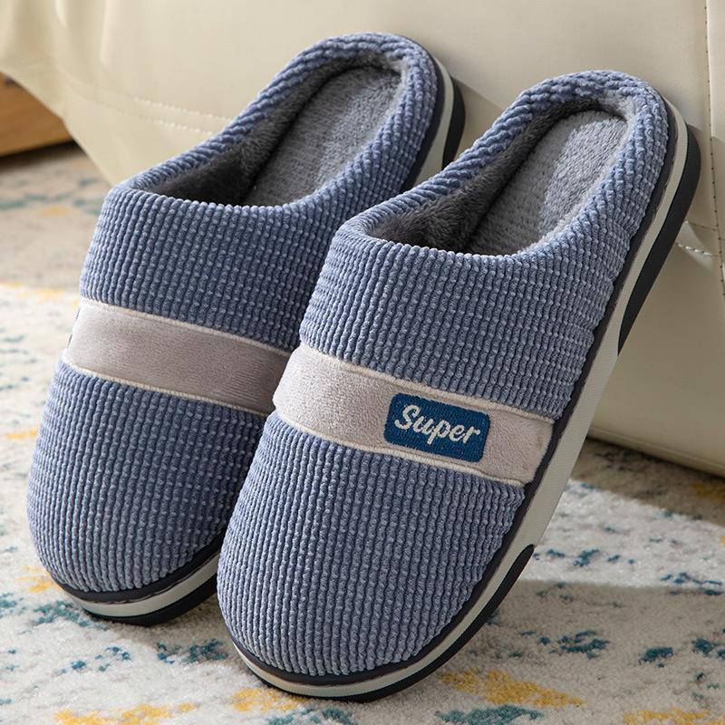 Große Herrenhausschuhe für Winter Zuhause und Innenbereich Rutschfest, Leise Warm und Bequem mit Baumwollhausschuhen für Winter
