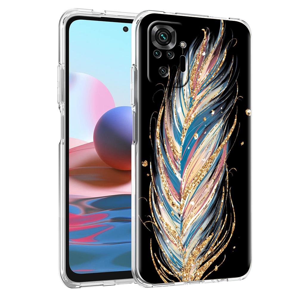 Transparent Phone Case for Redmi 13C 12C 10C Note 13 12 11 11T K40 Plus Pro 5G Soft TPU Shell Fashion Gradient Feather Pattern