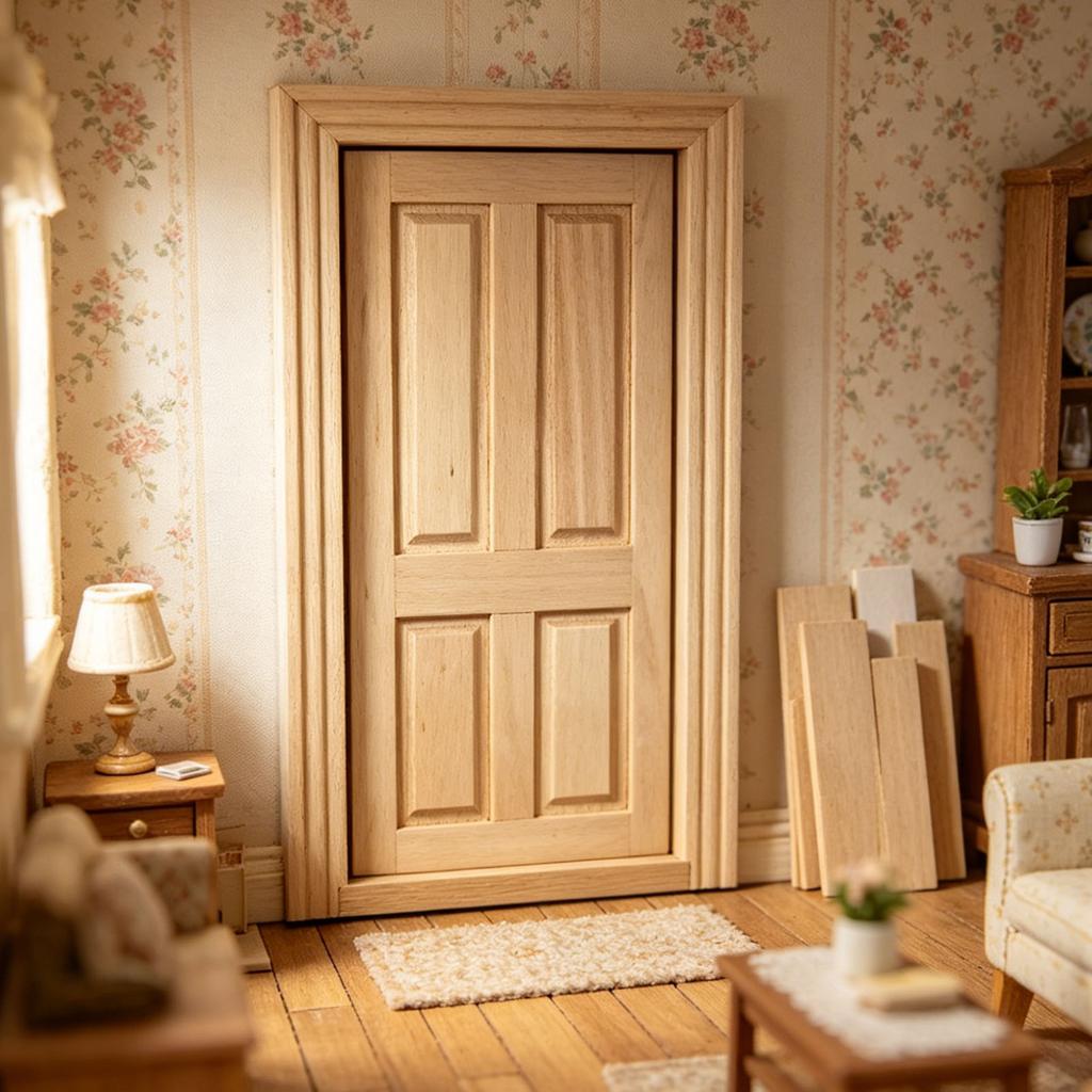 3PCS 1:12 Dollhouse ature Doors Wooden Int ior Front Doors for Dollhouse Furniture Accessories