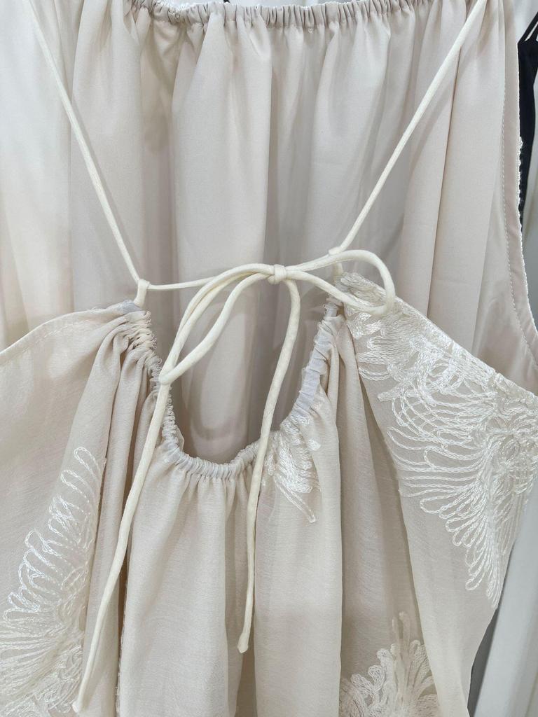 Elegant 3D Embroidered Ramie Suspender Dress - New Chinese Style