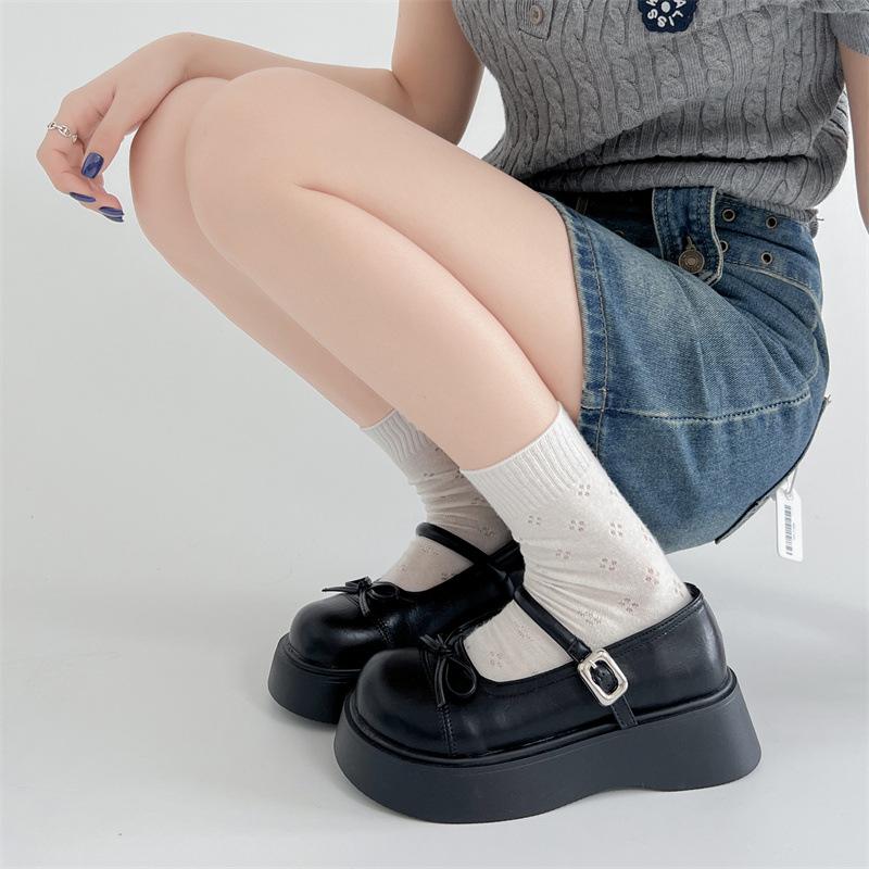 Black retro British style platform heightening small leather shoes women's 2025 new summer skirt JK Mary Jane single shoes