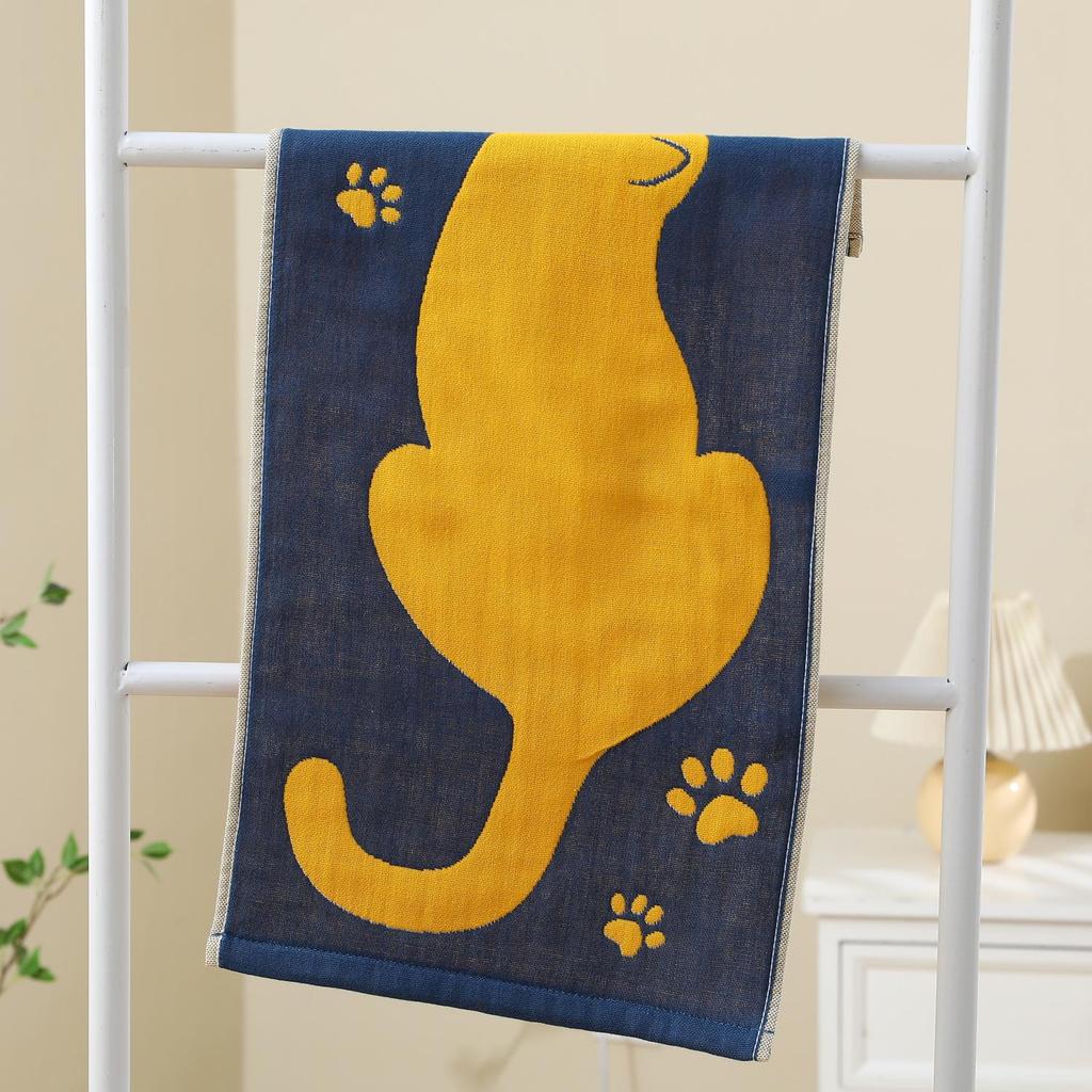 Zhiyang Creative Gauze Infant Face Towels - Naughty Cat Design for Kids' Parties