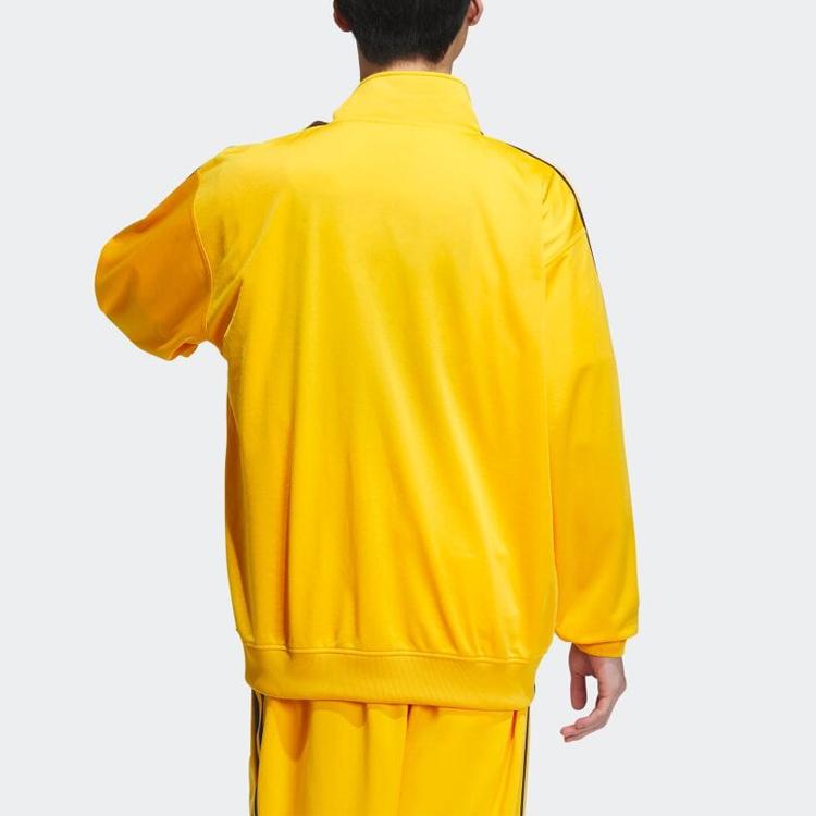 Adidas Originals Logo Print Zip-Up Stand Collar Jacket Unisex Jackets Yellow IK9151