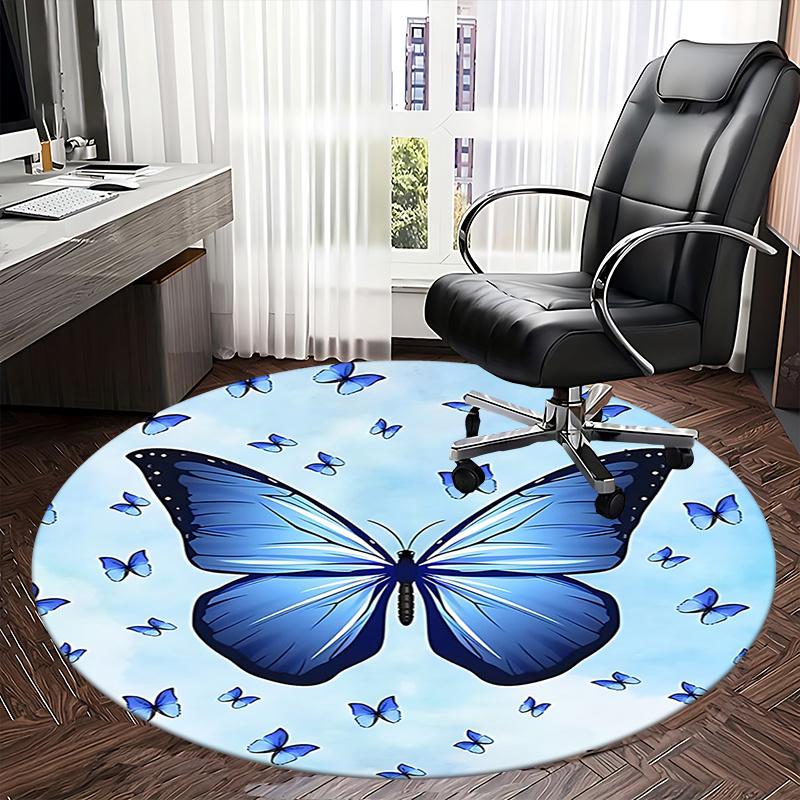 Blue Butterfly Chair Mat Home Decor, Sofa Rug, Office Carpet Gift for Bedroom, Living Room, Various Rooms
