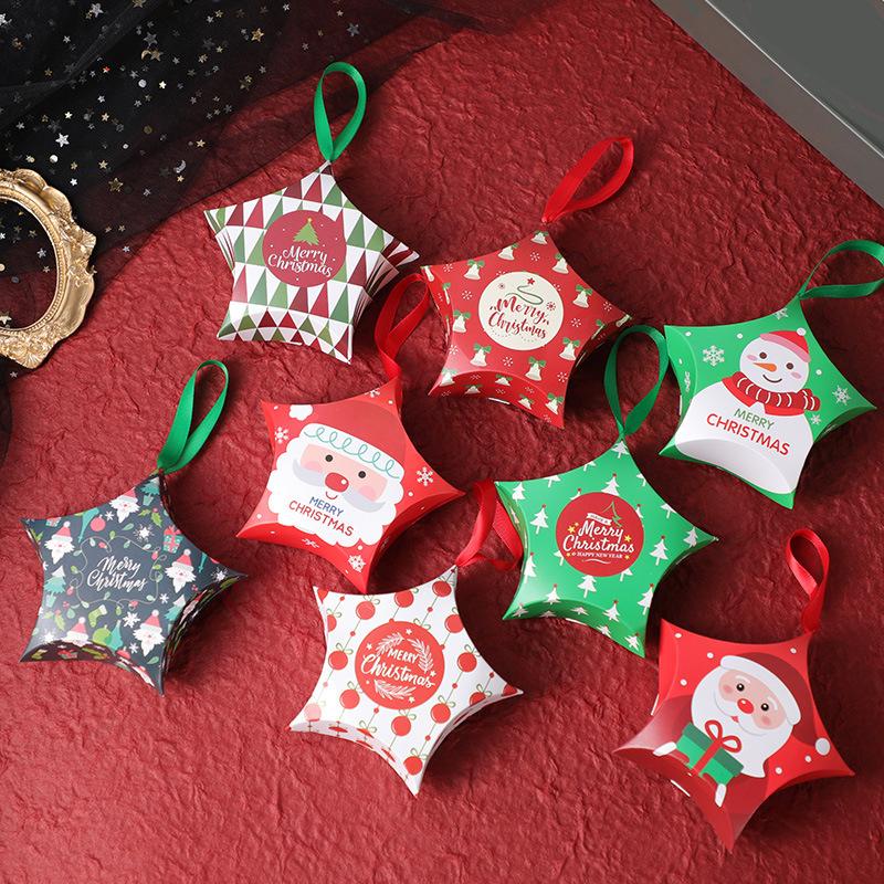 

Christmas Five-pointed Star Candy Box Christmas Packing Gift Bag Xmas Supplies K