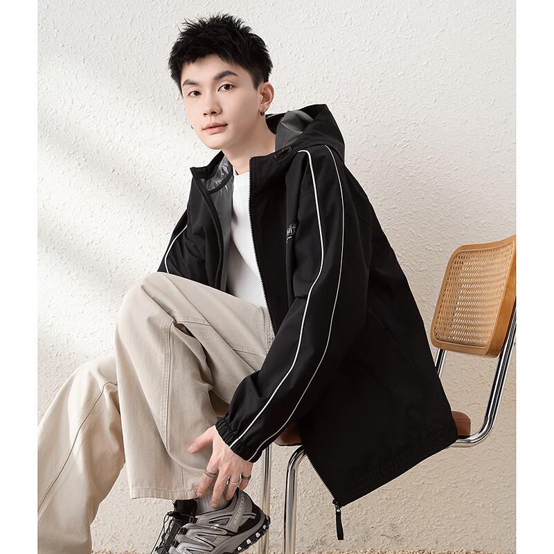 

TonLion Men s Casual Hooded Patchwork Jacket S