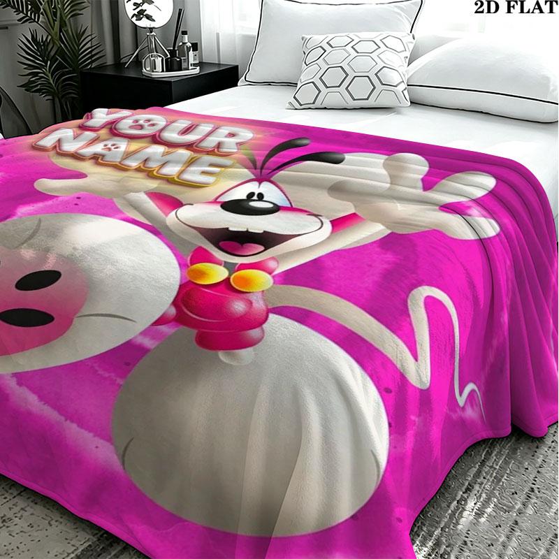 1PC Diddl Custom Name Patterned Flannel Blanket Suitable For All Seasons for Home Decor Warmth and Comfort Gifts Holiday Present