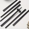 5 Pairs Premium Black Chopsticks Reusable for Sushi Japanese Anti-slip Chop Sticks Lightweight Dishwasher Safe, 9.57 Inches