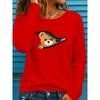 Women's 100% Cotton Long Sleeve T-Shirt Dragonfly Print round Neck Casual Fashion Top for Spring And Autumn