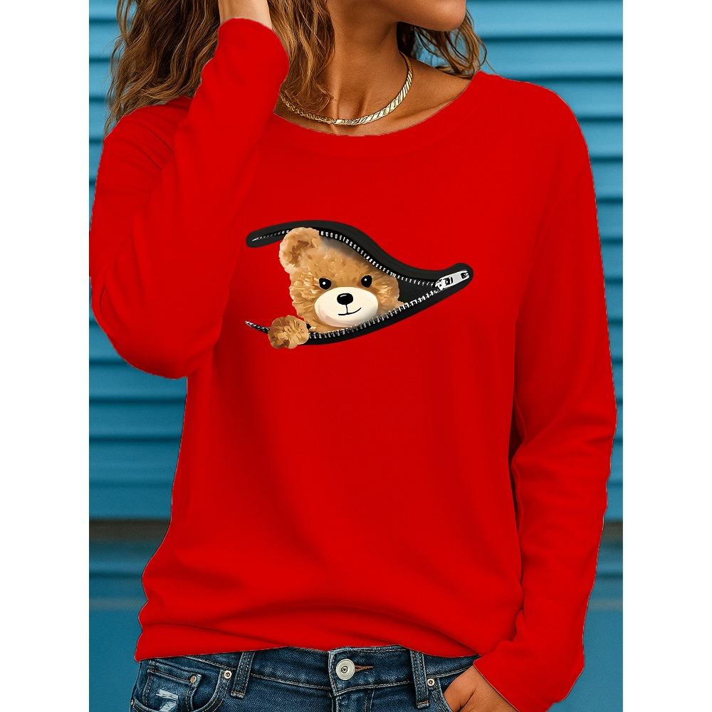 Women's 100% Cotton Long Sleeve T-Shirt Dragonfly Print round Neck Casual Fashion Top for Spring And Autumn