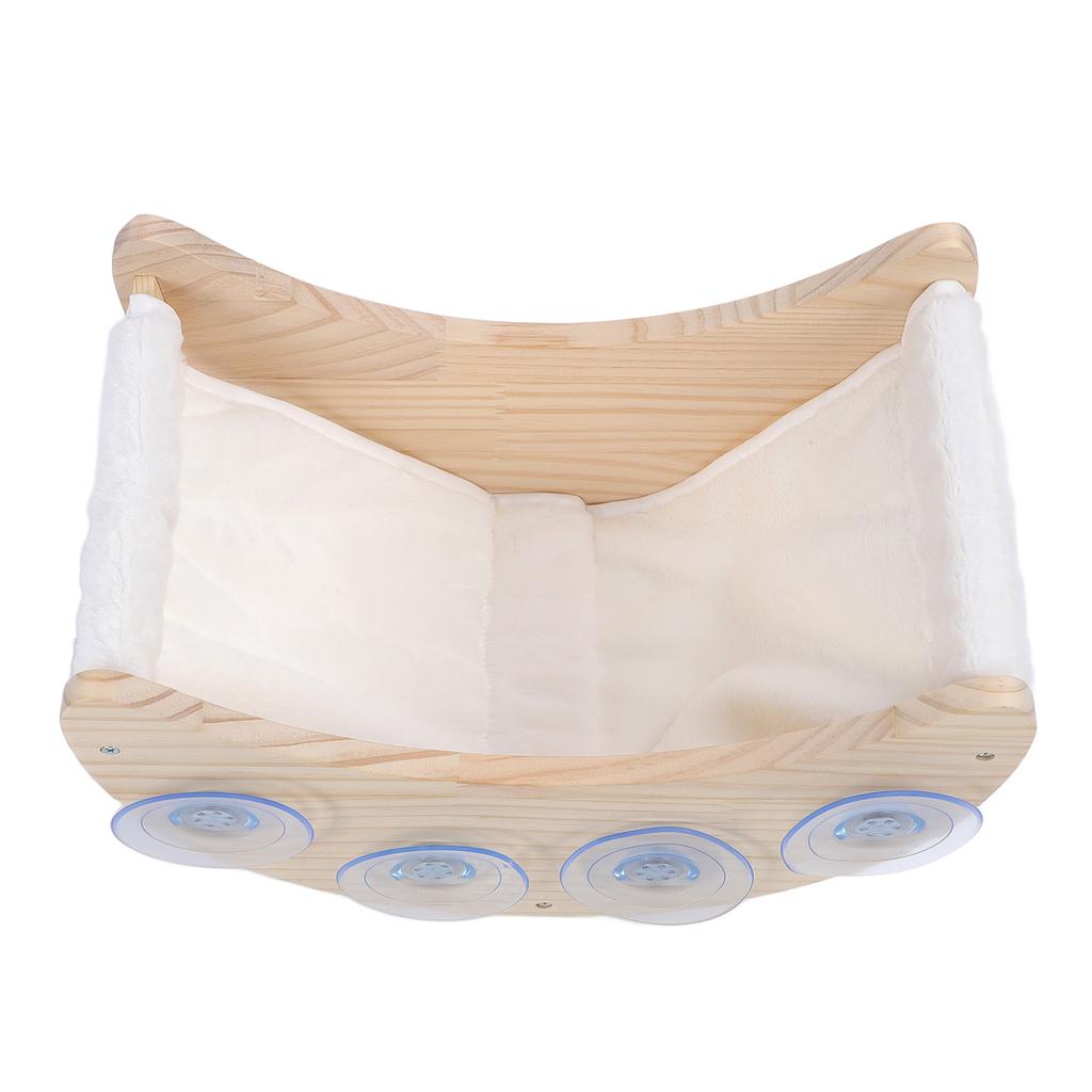 Cat Window Bed with Strong Suction Cup Pine Wood Safe Comfortable Easy To Install Window Mounted