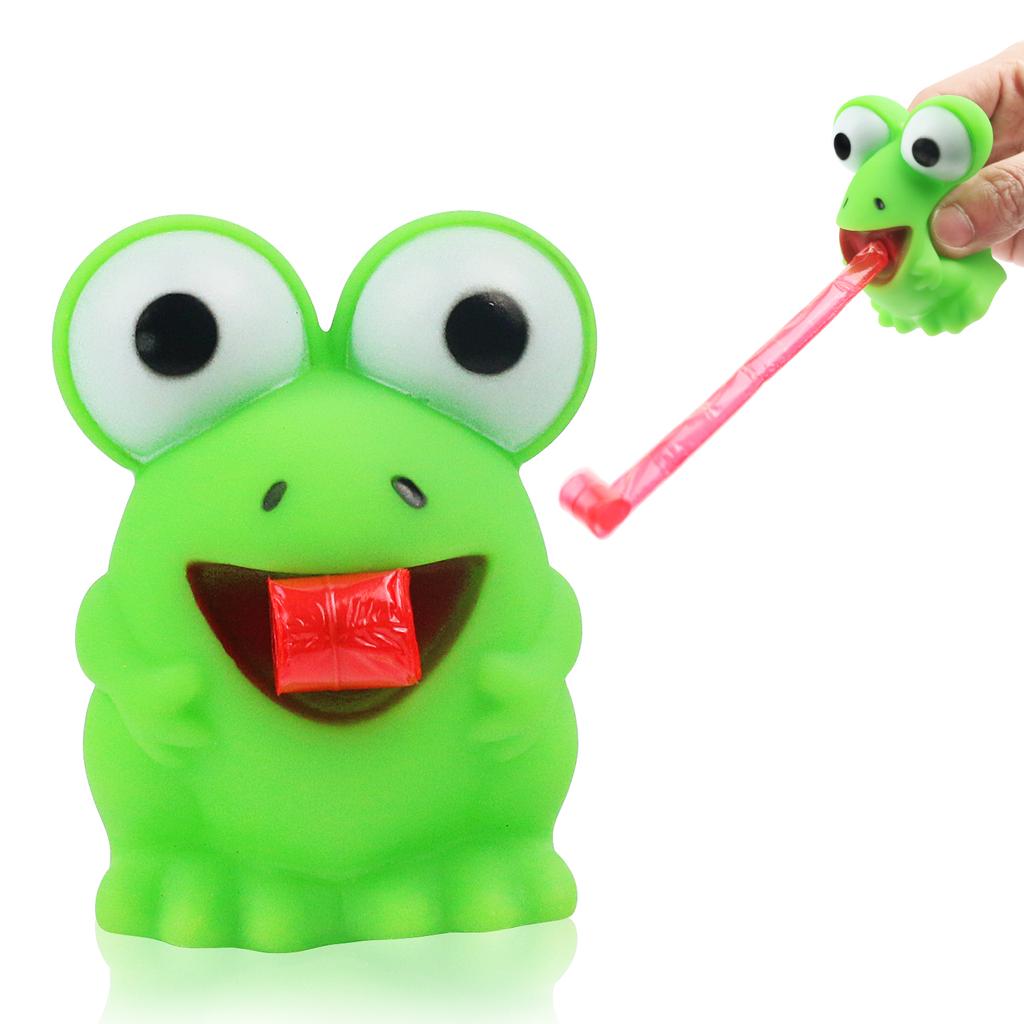 Creative and Humorous Tongue Sticking Frog Emits Sound To Vent, Squeezes and Screams, Pinches Music, and Pranks Toys